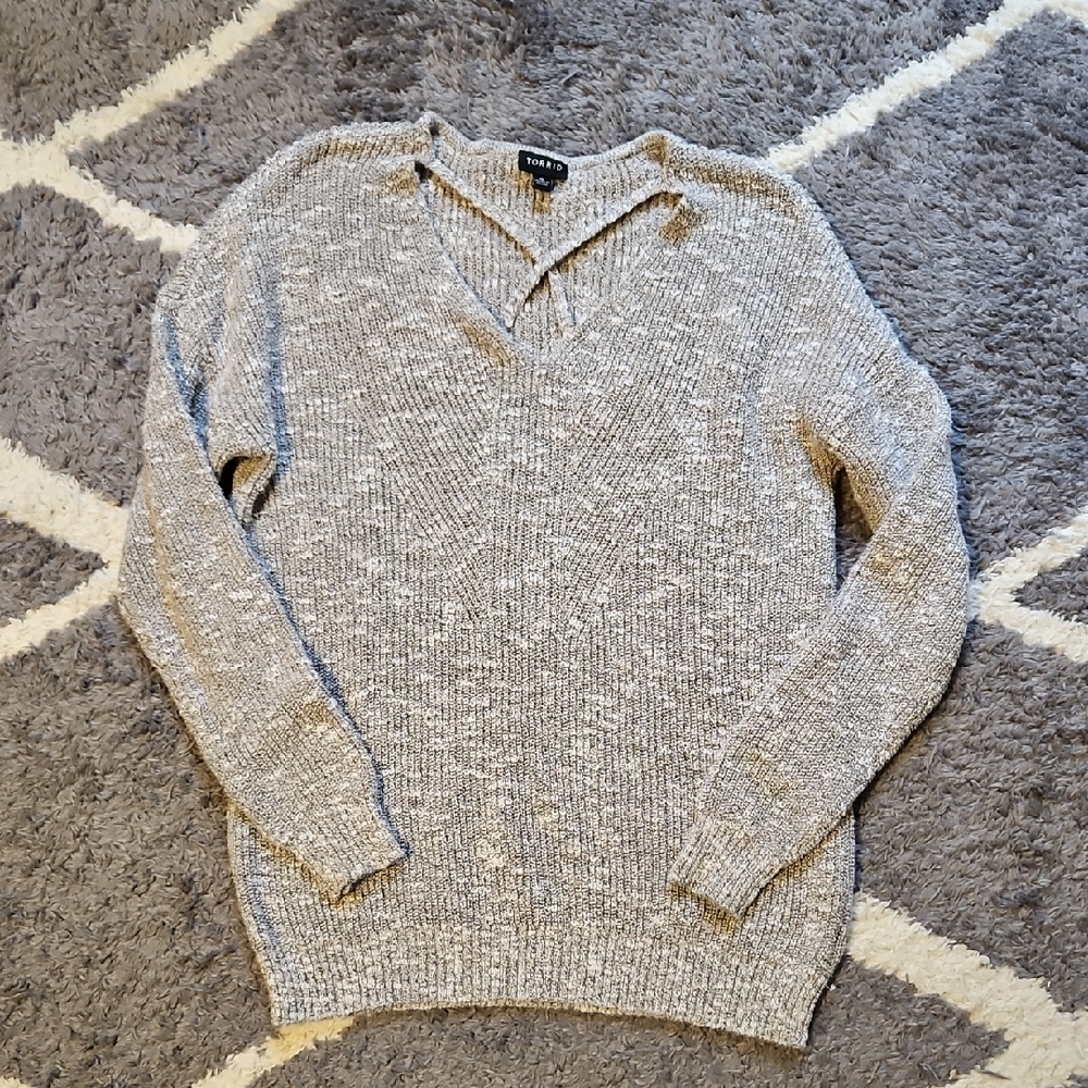 Gray V Neck Sweater